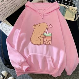 Kawaii  Bubble Tea Capybara Hoodie Women/Men Aesthetic Graphic Funny Hoodies Unisex Autumn Winter Harajuku Pullovers Sweatshirts