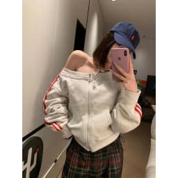 American Vintage Striped Sweatshirt Top Autumn New Slim Fit Coat Women Y2k Fashion Casual All-match Jackets Harajuku Hoodies