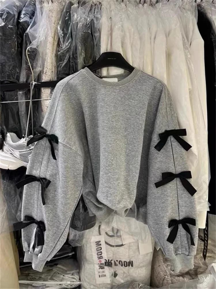 Loose Fit round Neck Long Sleeve Hoodie Women's Fashion Design  Knot Autumn New Arrival Dongda Gate 2026