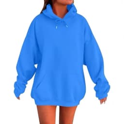 Women's Oversized Drop Shoulder Streetwear Hoodie Long Sleeve Solid Color Loose Fit Casual Mid Long Ribbed Basic Sweatshirt