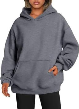 Women's Oversized Drop Shoulder Streetwear Hoodie Long Sleeve Solid Color Loose Fit Casual Mid Long Ribbed Basic Sweatshirt