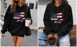 Retro Street Long Sleeve Flag Hoodie Waffe Fabric Harajuku Casual Sweatshirt All Match Men and Women Clothing Pullover Hoodies
