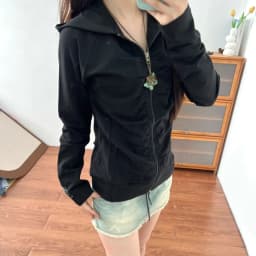 Y2K Retro Casual Pleated Sweatshirt Women Harajuku Black Slim Zip Up Hooded Jacket Long Sleeve Hoodie Gothic Yoga Workout Hoodie