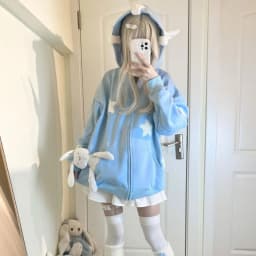 Japanese Dopamine Cute Star Printed Angel Wings Women's Hoodie Autumn American Trendy Street Style Spicy Girl Creative Coat