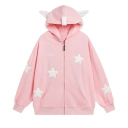 Japanese Dopamine Cute Star Printed Angel Wings Women's Hoodie Autumn American Trendy Street Style Spicy Girl Creative Coat