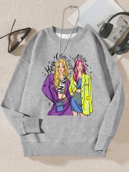 Urban Fashion Street Shopping Girl Print Women Sweatshirts Harajuku Hip Hop Sportswear Casual Fleece Pullovers Autumn Clothing
