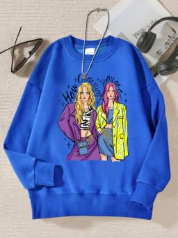 Urban Fashion Street Shopping Girl Print Women Sweatshirts Harajuku Hip Hop Sportswear Casual Fleece Pullovers Autumn Clothing