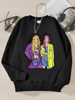 Urban Fashion Street Shopping Girl Print Women Sweatshirts Harajuku Hip Hop Sportswear Casual Fleece Pullovers Autumn Clothing