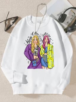 Urban Fashion Street Shopping Girl Print Women Sweatshirts Harajuku Hip Hop Sportswear Casual Fleece Pullovers Autumn Clothing