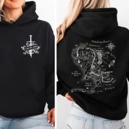 I Am No Man Hoodie Fantasy Map Sweatshirt Bookish Gift for Readers Cozy Adventure Hoodies Feminist Fantasy Apparel Long Sleeve