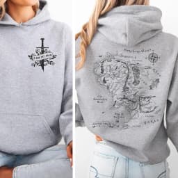 I Am No Man Hoodie Fantasy Map Sweatshirt Bookish Gift for Readers Cozy Adventure Hoodies Feminist Fantasy Apparel Long Sleeve