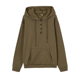 2023 Fashion Trend Long Sleeve Loose Casual V-collar Button Hooded Drawstring Pocket Hoodie