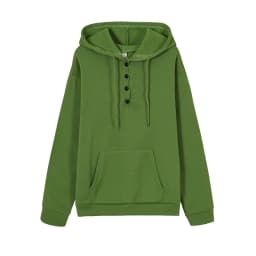 2023 Fashion Trend Long Sleeve Loose Casual V-collar Button Hooded Drawstring Pocket Hoodie