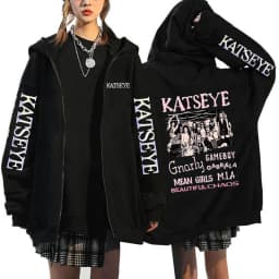 Unisex Hot Gothic Y2k Zipper Sweatshirts Women Graphic Fashion Vintage Streetwear Women's Katseye Print Zip Up Hoodies Clothes