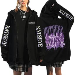 Unisex Hot Gothic Y2k Zipper Sweatshirts Women Graphic Fashion Vintage Streetwear Women's Katseye Print Zip Up Hoodies Clothes