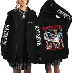 Unisex Hot Gothic Y2k Zipper Sweatshirts Women Graphic Fashion Vintage Streetwear Women's Katseye Print Zip Up Hoodies Clothes
