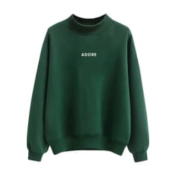 Women's Fleece Lined Hoodie Loose Fit High Neck Student Letter Print Top Autumn Winter New Style Korean Version Streetwear