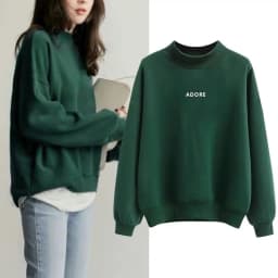 Women's Fleece Lined Hoodie Loose Fit High Neck Student Letter Print Top Autumn Winter New Style Korean Version Streetwear