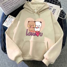 Panda Bear Bubu Dudu Love Heart Sweatshirts Couple Clothing Unisex Casual Streetwear Kawaii Printing Drop Shoulder Sweatshirt