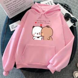 Panda Bear Bubu Dudu Love Heart Sweatshirts Couple Clothing Unisex Casual Streetwear Kawaii Printing Drop Shoulder Sweatshirt