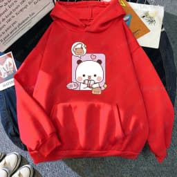 Panda Bear Bubu Dudu Love Heart Sweatshirts Couple Clothing Unisex Casual Streetwear Kawaii Printing Drop Shoulder Sweatshirt