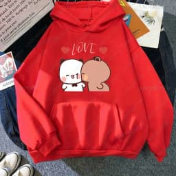 Panda Bear Bubu Dudu Love Heart Sweatshirts Couple Clothing Unisex Casual Streetwear Kawaii Printing Drop Shoulder Sweatshirt
