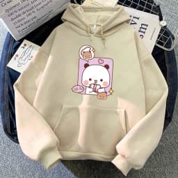 Panda Bear Bubu Dudu Love Heart Sweatshirts Couple Clothing Unisex Casual Streetwear Kawaii Printing Drop Shoulder Sweatshirt