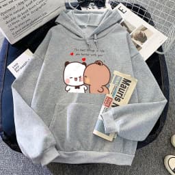 Panda Bear Bubu Dudu Love Heart Sweatshirts Couple Clothing Unisex Casual Streetwear Kawaii Printing Drop Shoulder Sweatshirt