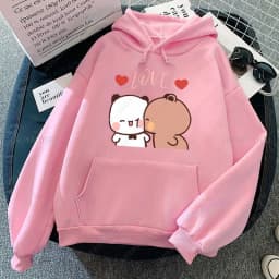 Panda Bear Bubu Dudu Love Heart Sweatshirts Couple Clothing Unisex Casual Streetwear Kawaii Printing Drop Shoulder Sweatshirt