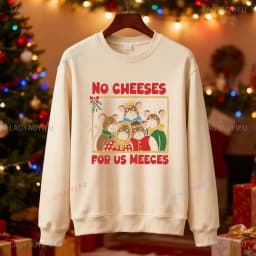 No Cheeses for Us Meeces Sweater Christmas Jumper Carol Sweatshirt Muppet Mice Holiday Sweater Adult Long Sleeve Ropa De Mujer