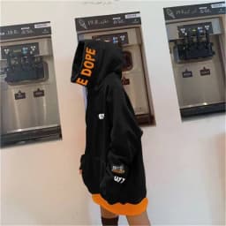Autumn Winter New High Neck Loose Fit Long Sleeve Hoodie Women's Trendy Orange CEC Long Hooded Sweatshirt Comfortable Cotton