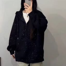 Sparkling New Men's And Women's Casual Starry Sky Jacket, Spring Autumn High Street Hot Item, Versatile Loose Hooded Sweatshirt