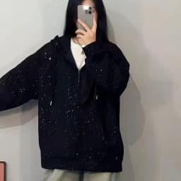 Sparkling New Men's And Women's Casual Starry Sky Jacket, Spring Autumn High Street Hot Item, Versatile Loose Hooded Sweatshirt