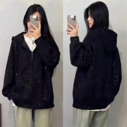 Sparkling New Men's And Women's Casual Starry Sky Jacket, Spring Autumn High Street Hot Item, Versatile Loose Hooded Sweatshirt