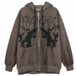 Y2K Gothic Skeleton Print Bones Zip Hoodie Women Harajuku Hip Hop Oversized Jacket Fall Winter Vintage Loose Hooded Sweatshirts