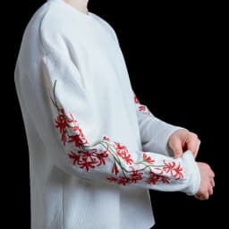 Y2K Streetwear Trend Higan Flower Embroidered Long Sleeved Hip Hop Retro Harajuku Waffle T Shirt Couple Punk Loose Sweatshirt