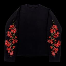 Y2K Streetwear Trend Higan Flower Embroidered Long Sleeved Hip Hop Retro Harajuku Waffle T Shirt Couple Punk Loose Sweatshirt