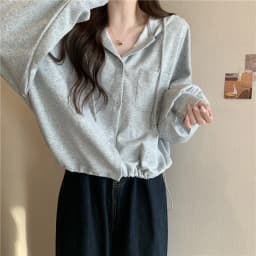 Spring Autumn Women's Hoodie Short Loose Thin Cardigan Style Casual Fashion Outerwear Korean Version Long Sleeve Sweatshirt