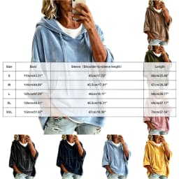 Women Velvet Oversized Hoodie 3/4 Wide Sleeve Drawstring Hooded Sweatshirts With Pocket Loose Casual Autumn Streetwear Tops Y2k