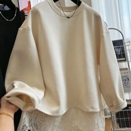 French style fashion lace stitching fake two-piece pullover round neck sweater women's autumn and winter lazy casual loose top