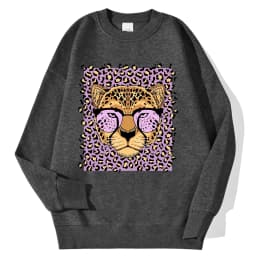 Lemons Leopard And Sun Prints Sweatshirts Winter Women Casual Loose Hoodies Fleece Warm Crewneck Pullover Comfortable Clothes