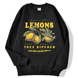 Lemons Leopard And Sun Prints Sweatshirts Winter Women Casual Loose Hoodies Fleece Warm Crewneck Pullover Comfortable Clothes