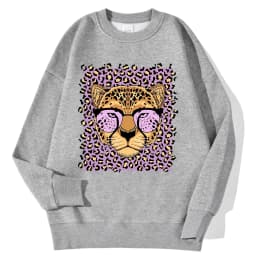 Lemons Leopard And Sun Prints Sweatshirts Winter Women Casual Loose Hoodies Fleece Warm Crewneck Pullover Comfortable Clothes
