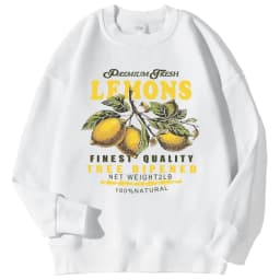 Lemons Leopard And Sun Prints Sweatshirts Winter Women Casual Loose Hoodies Fleece Warm Crewneck Pullover Comfortable Clothes