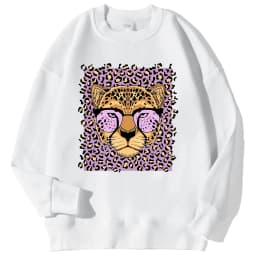 Lemons Leopard And Sun Prints Sweatshirts Winter Women Casual Loose Hoodies Fleece Warm Crewneck Pullover Comfortable Clothes