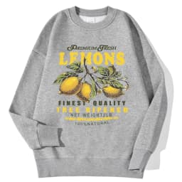 Lemons Leopard And Sun Prints Sweatshirts Winter Women Casual Loose Hoodies Fleece Warm Crewneck Pullover Comfortable Clothes