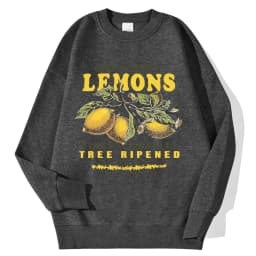 Lemons Leopard And Sun Prints Sweatshirts Winter Women Casual Loose Hoodies Fleece Warm Crewneck Pullover Comfortable Clothes