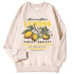 Lemons Leopard And Sun Prints Sweatshirts Winter Women Casual Loose Hoodies Fleece Warm Crewneck Pullover Comfortable Clothes