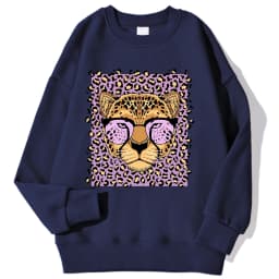 Lemons Leopard And Sun Prints Sweatshirts Winter Women Casual Loose Hoodies Fleece Warm Crewneck Pullover Comfortable Clothes