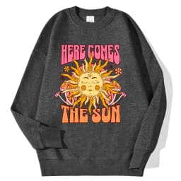 Lemons Leopard And Sun Prints Sweatshirts Winter Women Casual Loose Hoodies Fleece Warm Crewneck Pullover Comfortable Clothes
